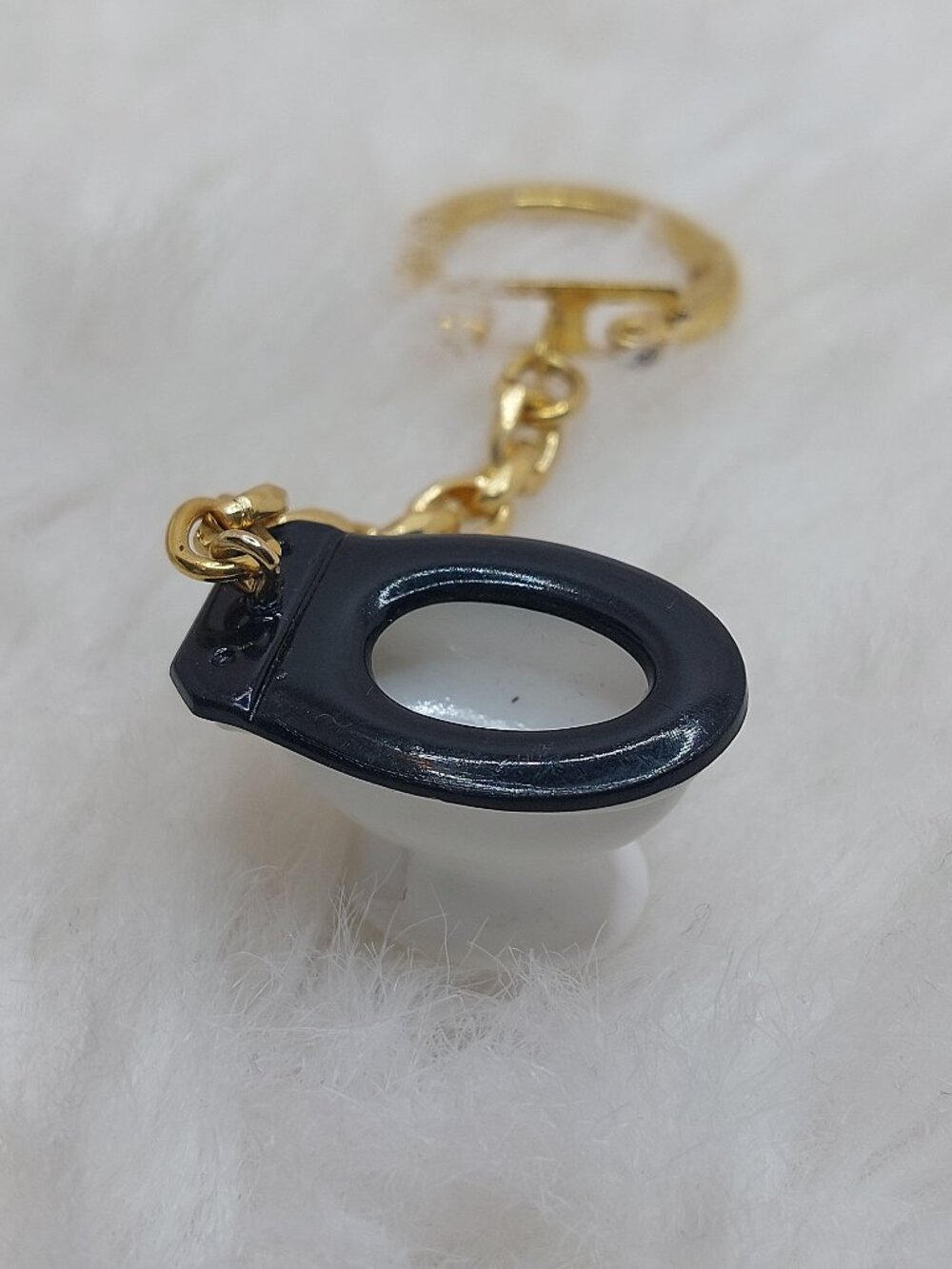 Vintage Toilet Seat Old Plastic Era Miniature Keychain